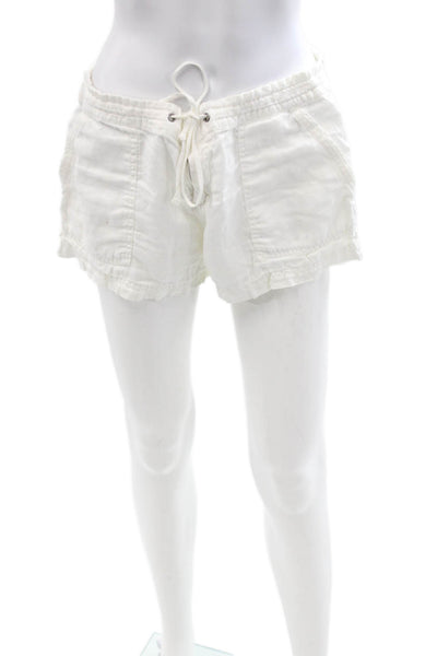 Joie Unisex White Linen Drawstring Beach Shorts Size 6