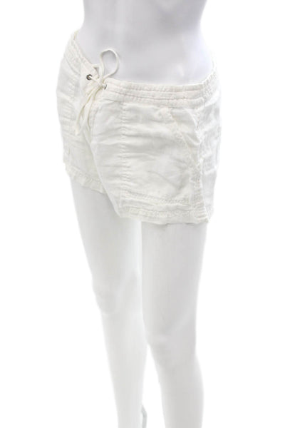 Joie Unisex White Linen Drawstring Beach Shorts Size 6