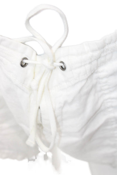 Joie Unisex White Linen Drawstring Beach Shorts Size 6