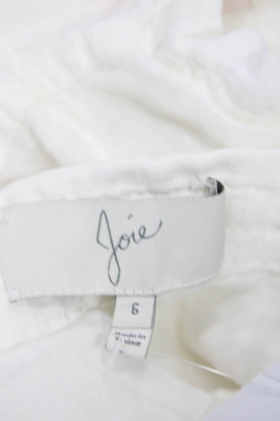 Joie Unisex White Linen Drawstring Beach Shorts Size 6