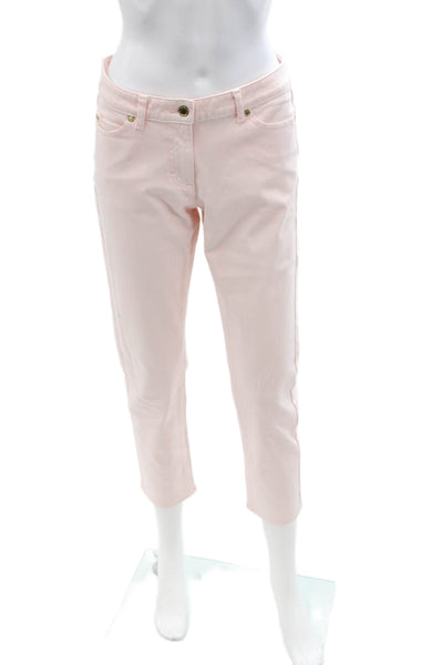 J. Mclaughlin Women Ankle Cropped Pink Pants Mid Rise Button Size 4