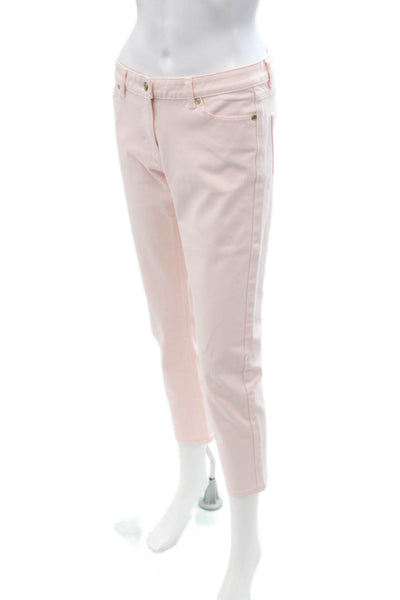 J. Mclaughlin Women Ankle Cropped Pink Pants Mid Rise Button Size 4
