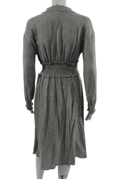 Zara Women Gray Collared Long Sleeve Shirt Dress Knee Length Viscose Size S