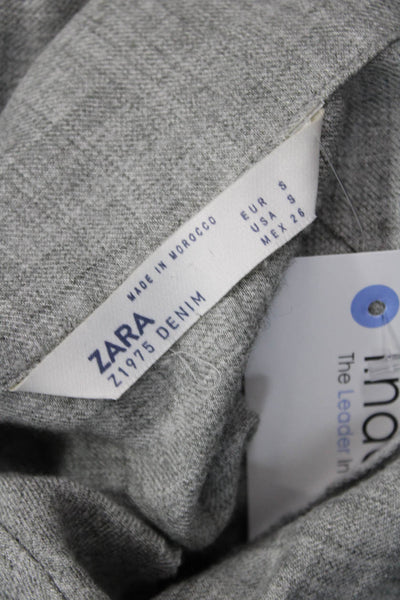 Zara Women Gray Collared Long Sleeve Shirt Dress Knee Length Viscose Size S