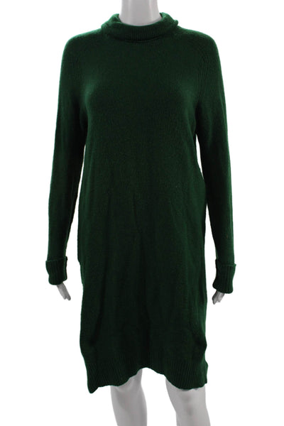 J Crew Womens Green Cotton Sweater Dress Long Sleeve Mock Neck Size S