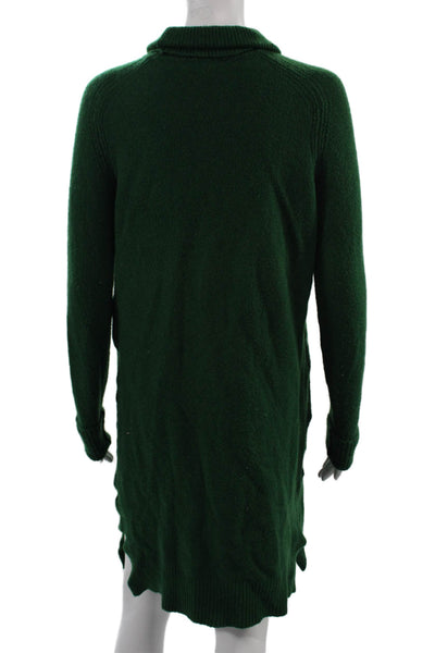 J Crew Womens Green Cotton Sweater Dress Long Sleeve Mock Neck Size S