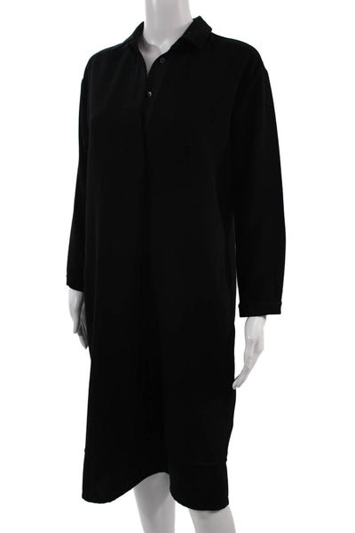 Madewell Womens Shirt Dress Black Long Sleeve Collared Button Polyester Size S