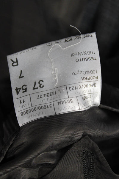 Canali Mens 2 Piece Suit Jacket Dark Gray Plaid 100% Wool Size 54