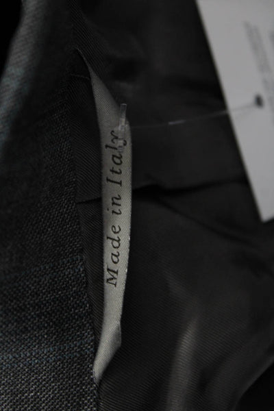 Canali Mens 2 Piece Suit Jacket Dark Gray Plaid 100% Wool Size 54