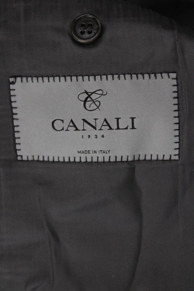 Canali Mens 2 Piece Suit Jacket Dark Gray Plaid 100% Wool Size 54