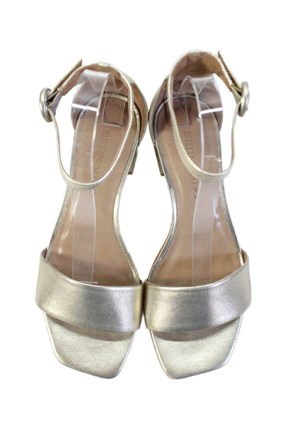 Bernardo Womens Square Toe Ankle Strap Metallic Heels Gold Size 6