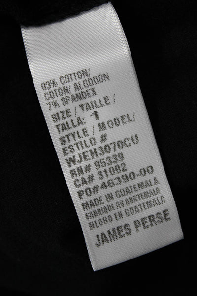 Standard James Perse Womens Cropped Black Crew Neck Short Sleeve T-Shirt Size 1