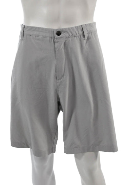 Adidas Mens Chino Shorts Gray Button 88% Polyester 12% Elastane Size 40