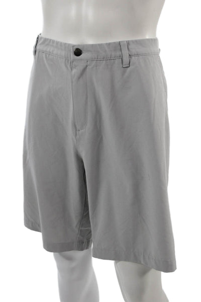 Adidas Mens Chino Shorts Gray Button 88% Polyester 12% Elastane Size 40