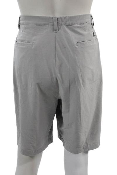 Adidas Mens Chino Shorts Gray Button 88% Polyester 12% Elastane Size 40