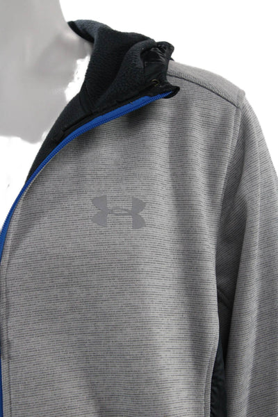 Under Armour Mens Windbreaker Gray Polyester Zip High Neck Size 2XL