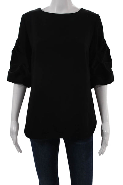 Amanda Uprichard Women Black Round Neck 3/4 Sleeve Blouse Size M