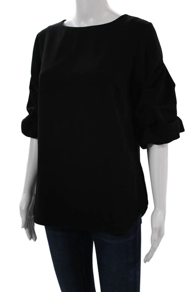 Amanda Uprichard Women Black Round Neck 3/4 Sleeve Blouse Size M