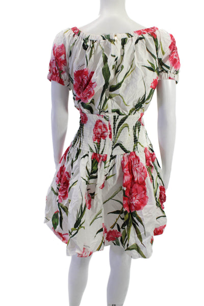 Dolce & Gabbana Women Fit & Flare Sundress Green Floral Cotton Size 50