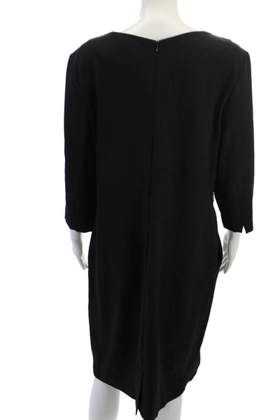 MM. La Fleur Women Shift Dress Black 3/4 Sleeve Round Neck Zip Size 14