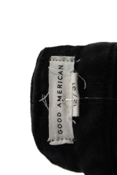 Good American Womens Black High Rise Ankle Cropped Pants Plus Size 31