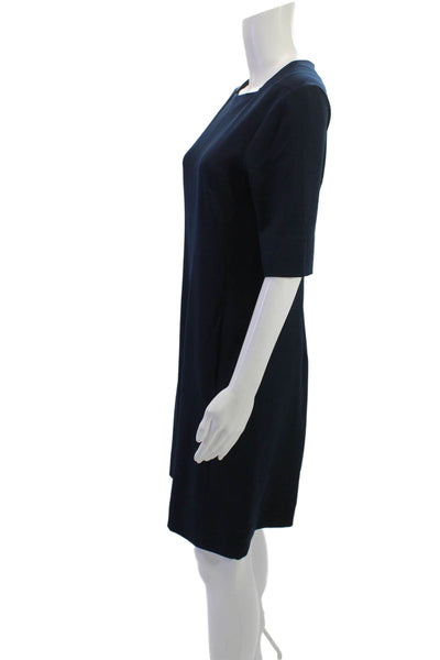 MM. La Fleur Womens Dark Blue Shift Dress Square Neck 3/4 Sleeve Size 6