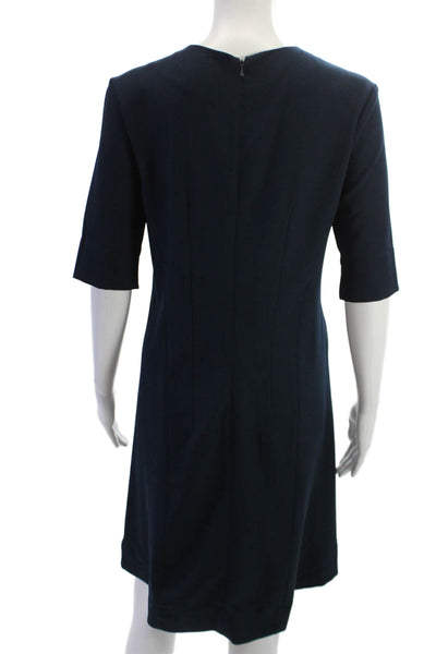 MM. La Fleur Womens Dark Blue Shift Dress Square Neck 3/4 Sleeve Size 6