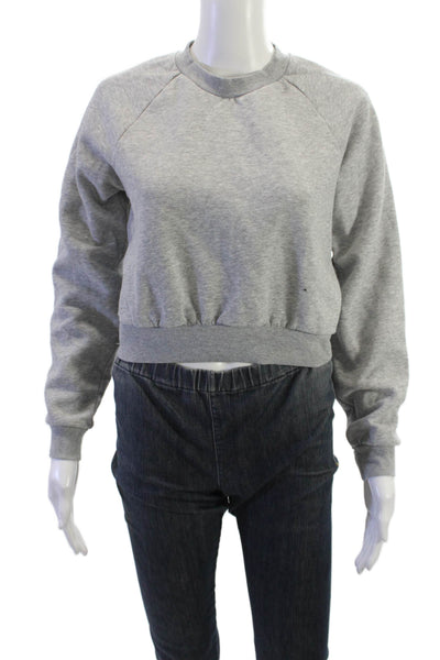 Sunday Best Women Gray Pullover Sweatshirt Crew Neck Long Sleeve Size 2XS