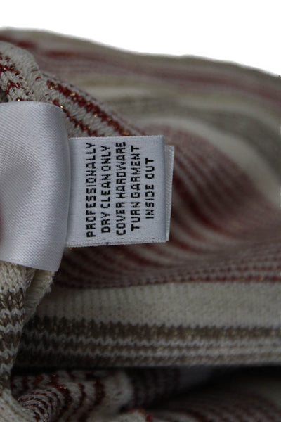 St John Sport By Marie Gray Women Beige Striped Jacket Crewneck Size M