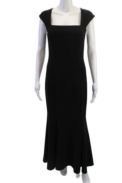 Eliza J Womens Black Maxi Sheath Dress Square Neck Short Sleeve Size 4