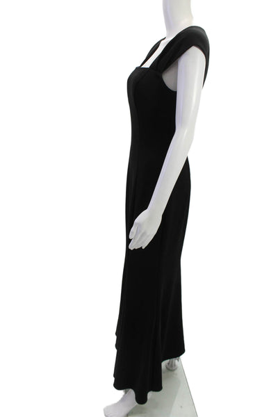 Eliza J Womens Black Maxi Sheath Dress Square Neck Short Sleeve Size 4