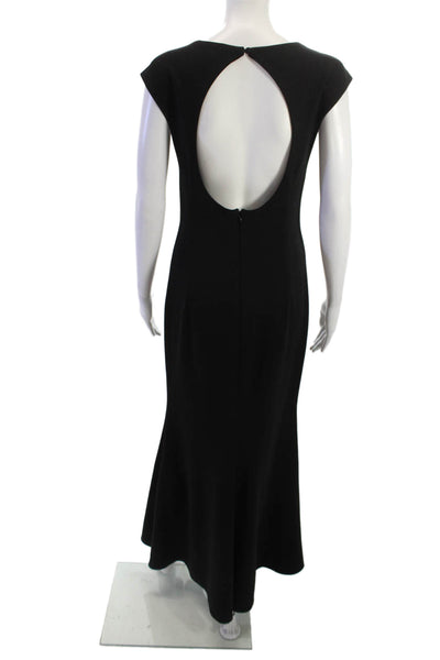 Eliza J Womens Black Maxi Sheath Dress Square Neck Short Sleeve Size 4