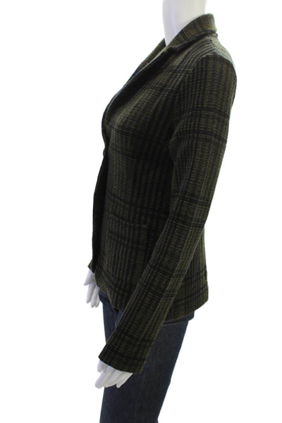 Transit Par Such Womens Black Plaid Collared Button Blazer Acrylic Size 1