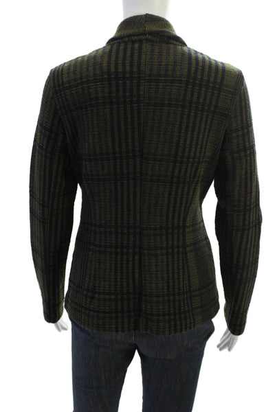 Transit Par Such Womens Black Plaid Collared Button Blazer Acrylic Size 1