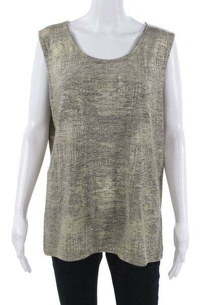 Caroline Rose Womens Sleeveless Tunic Tank Beige Round Neck Size L