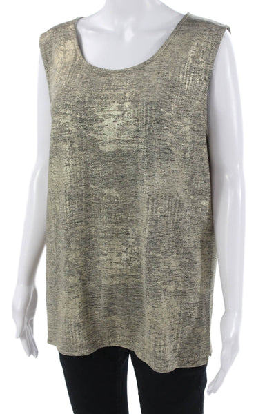 Caroline Rose Womens Sleeveless Tunic Tank Beige Round Neck Size L