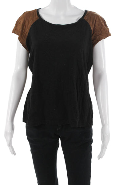 Lauren Ralph Lauren Women Black Basic T-Shirt Short Sleeve Size M