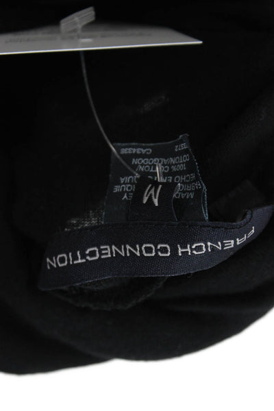 French Connection Women Basic Black Cotton Mock Neck Long Sleeve Top Size M
