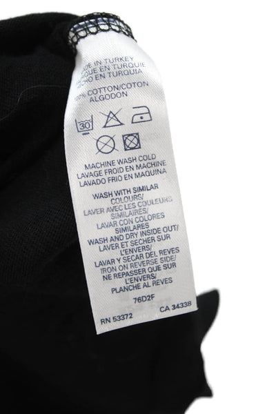 French Connection Women Basic Black Cotton Mock Neck Long Sleeve Top Size M