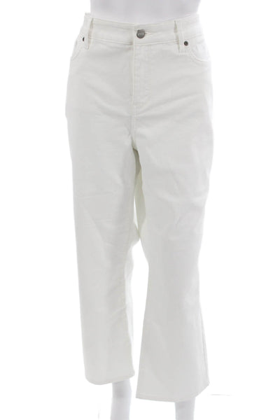 NYDJ Womens Cropped White High Rise Pants Plus Size 16
