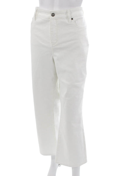 NYDJ Womens Cropped White High Rise Pants Plus Size 16
