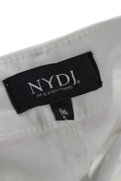 NYDJ Womens Cropped White High Rise Pants Plus Size 16