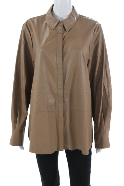 Kobi Halperin Women Brown Button Up Coat Collared Long Sleeve Designer Size XL