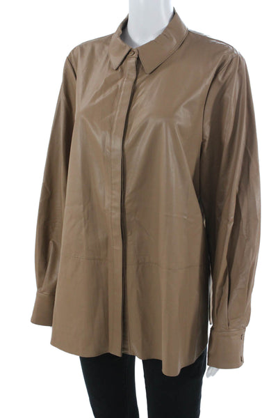 Kobi Halperin Women Brown Button Up Coat Collared Long Sleeve Designer Size XL
