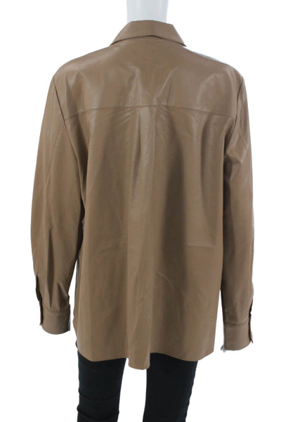 Kobi Halperin Women Brown Button Up Coat Collared Long Sleeve Designer Size XL