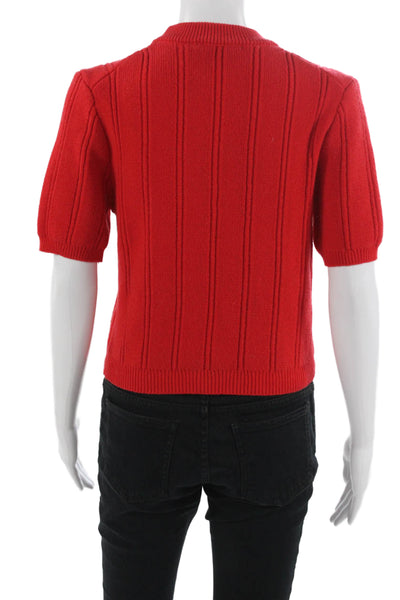 Zara Unisex Striped Red Pullover Sweater Crew Neck Short Sleeve Size L