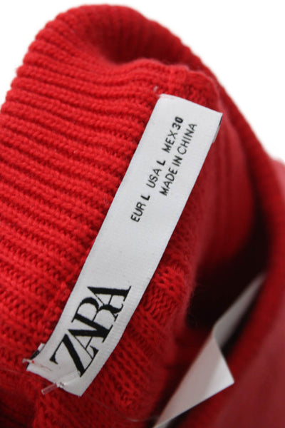 Zara Unisex Striped Red Pullover Sweater Crew Neck Short Sleeve Size L