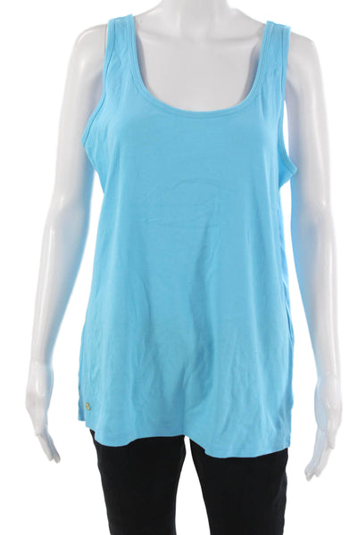 Lilly Pulitzer Womens Light Blue Sleeveless Basic Tank Round Neck Size XL