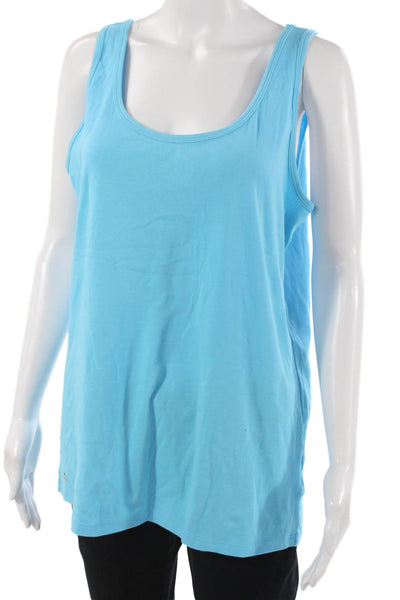 Lilly Pulitzer Womens Light Blue Sleeveless Basic Tank Round Neck Size XL