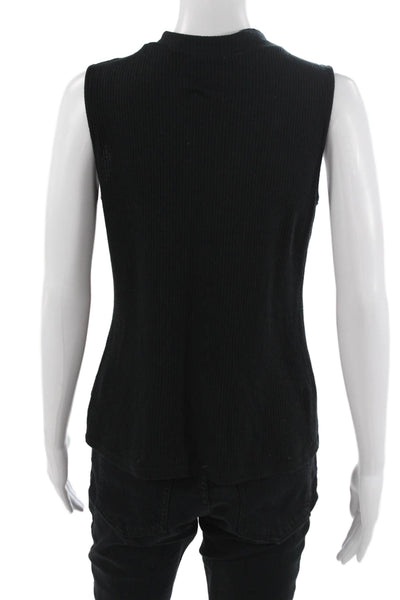 Generation Love Women Black Lace Up Mock Neck Sleeveless Tank Size M